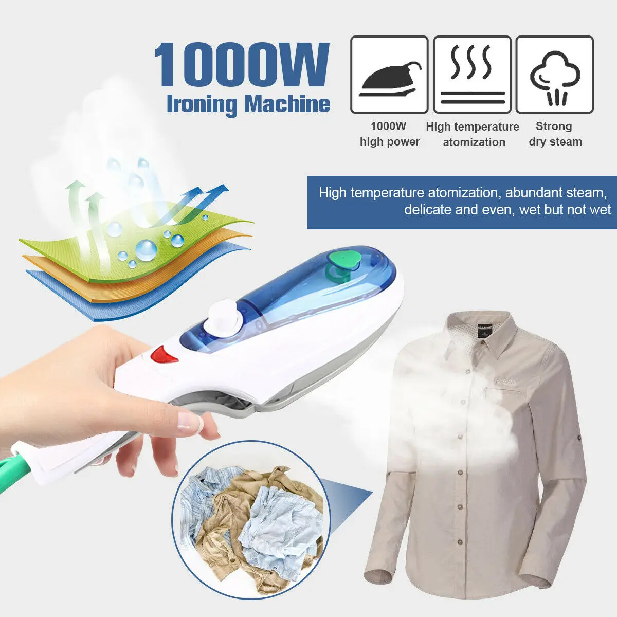 1000W Handheld Garment Steamer Brush Portable Steam Iron For Clothes Generator Ironing Steamer For Underwear Steamer Iron