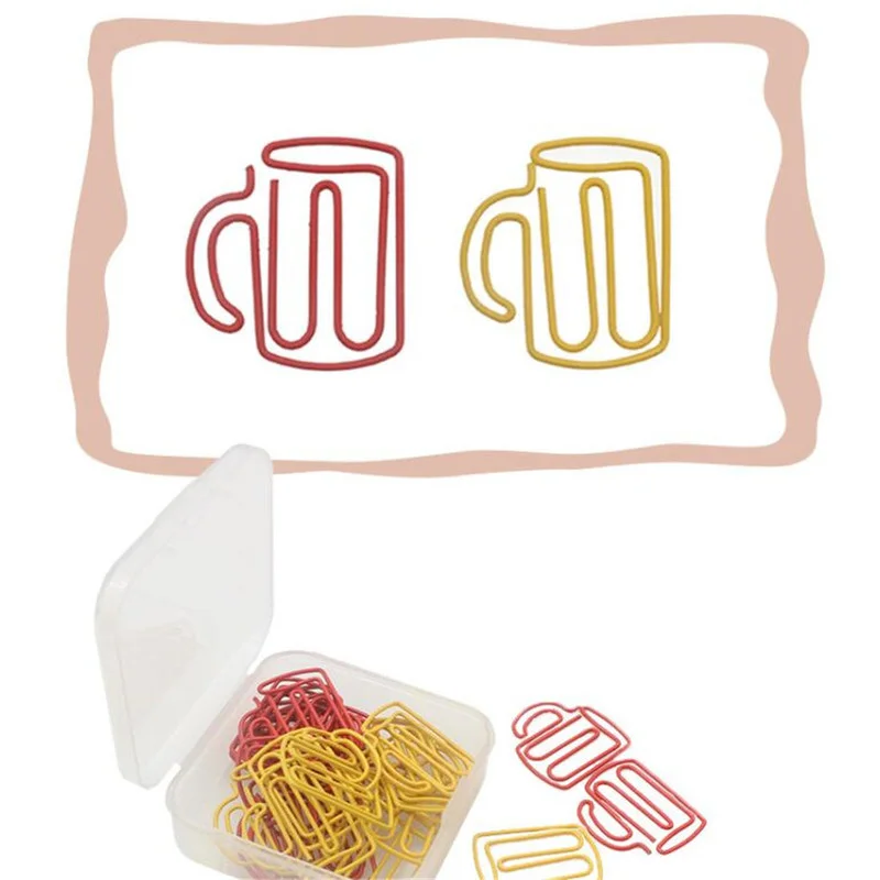 

10pcs Cup Shape Paperclip Red Paper Clips Bookmark Planner Book Clip Organizer Memo Binder Clips Stationery Card Holder