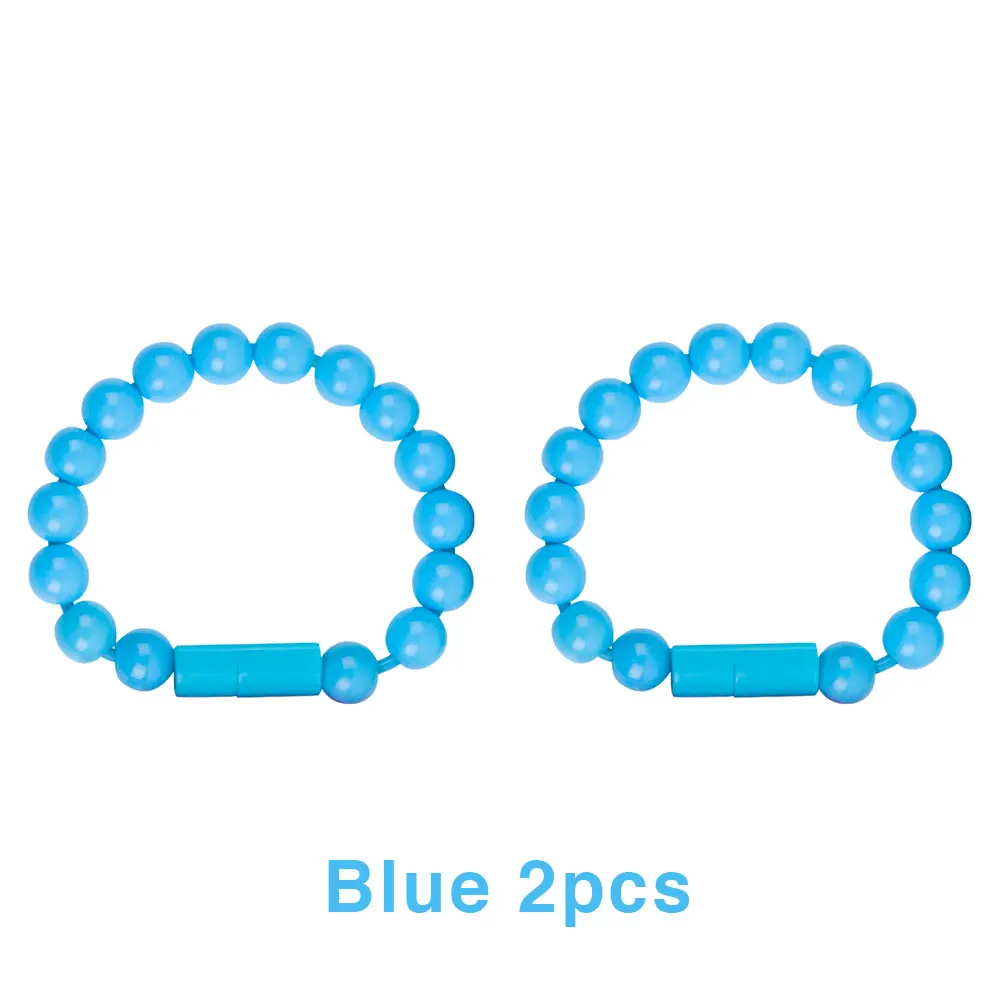 Blue 2pcs ET носимая usb зарядка браслет бусины зарядный кабель Портативный USB телефон зарядное устройство для iPhone type C Micro USB Android телефоны - Тип штекера: Blue 2pcs