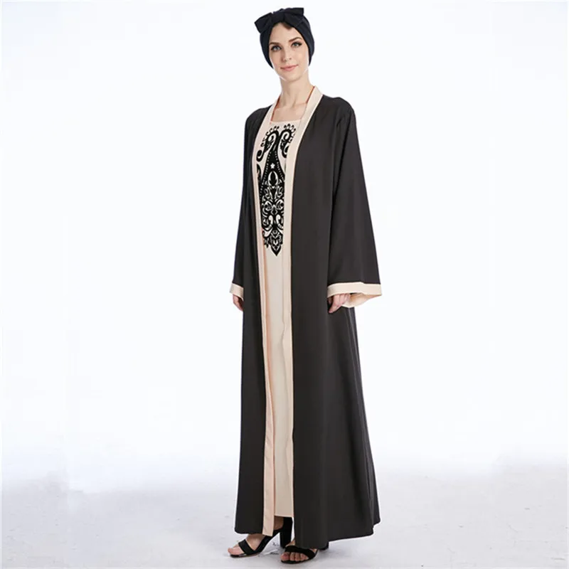 Abaya модное платье с Флокированным принтом мусульманское сверхмягкое из двух