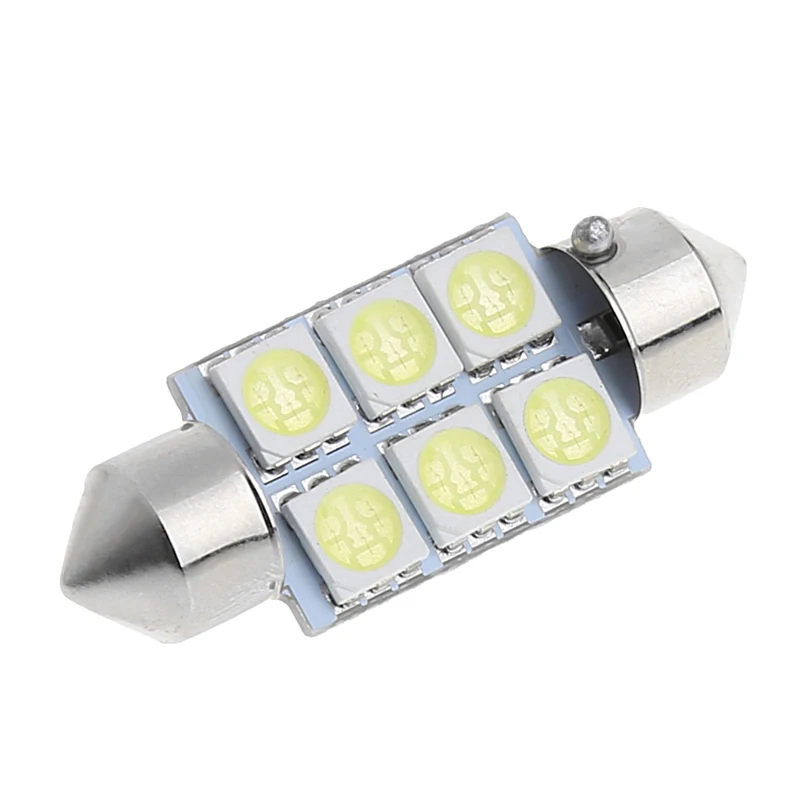 Белый 36 мм 6 светодиодный 5050 SMD Автомобильная гирлянда для салона купольный