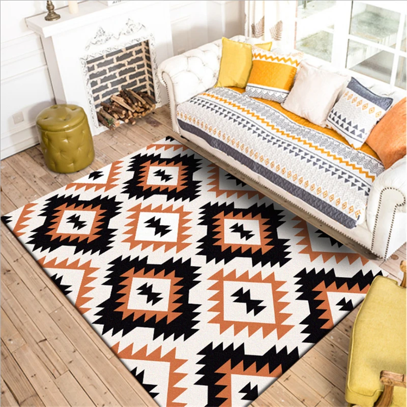 Классический этнический ковер желтого и черного цвета с бриллиантами ковры для