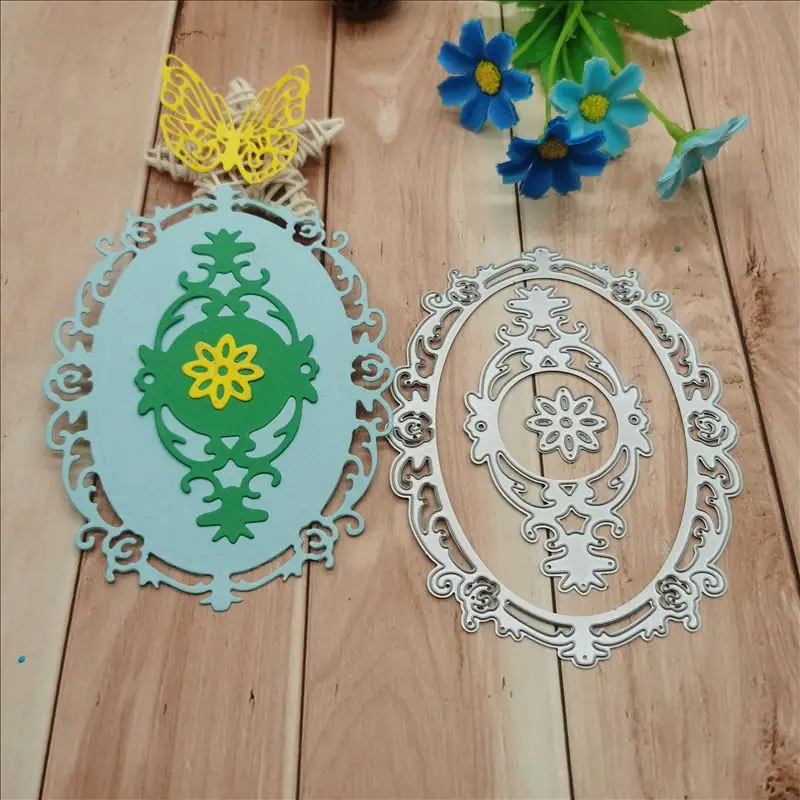

Metal Cutting Dies Cut Dies Lace Flower Oval Frame Background Stencil Craft Dies For Card Making Scrapbooking Oval Shape Dies