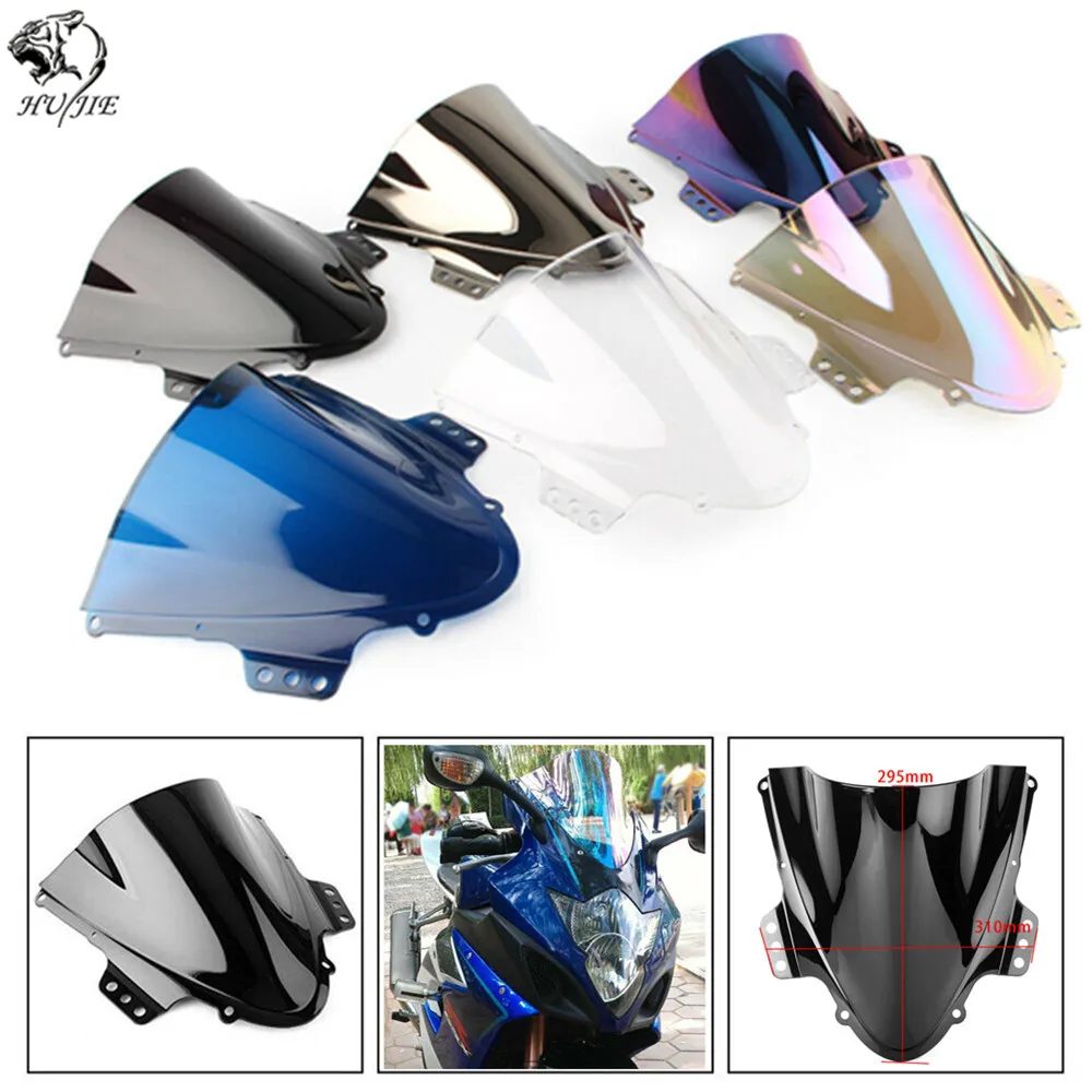 Черный мотоцикл лобовое стекло для Suzuki GSXR1000 GSXR 1000 K5 2005 2005-2006 двойной пузырь лобовое стекло, ветровой щиток