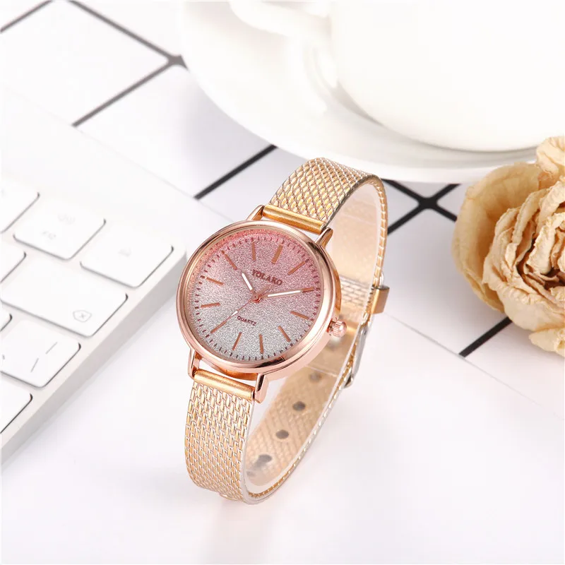 Новые женские роскошные часы с сетчатым тонким ремешком модные креативные