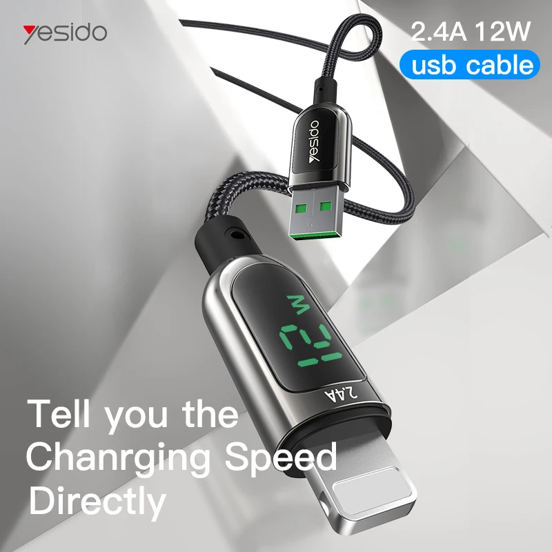 

Светодиодный дисплей Yesido, 12 Вт, USB-кабель для MacBook 2021 2020, кабель для быстрой зарядки Micro USB для Iphone, провод для передачи данных, зарядный кабель ...
