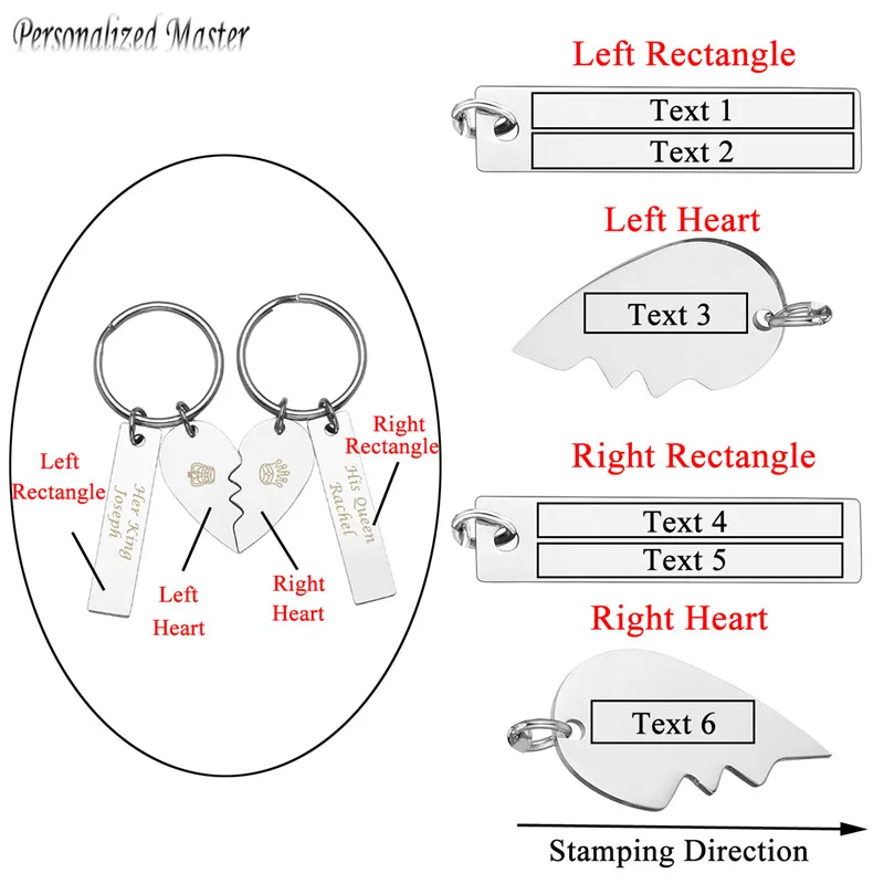 Персонализированный Магнитный брелок для ключей в виде сердца с гравировкой