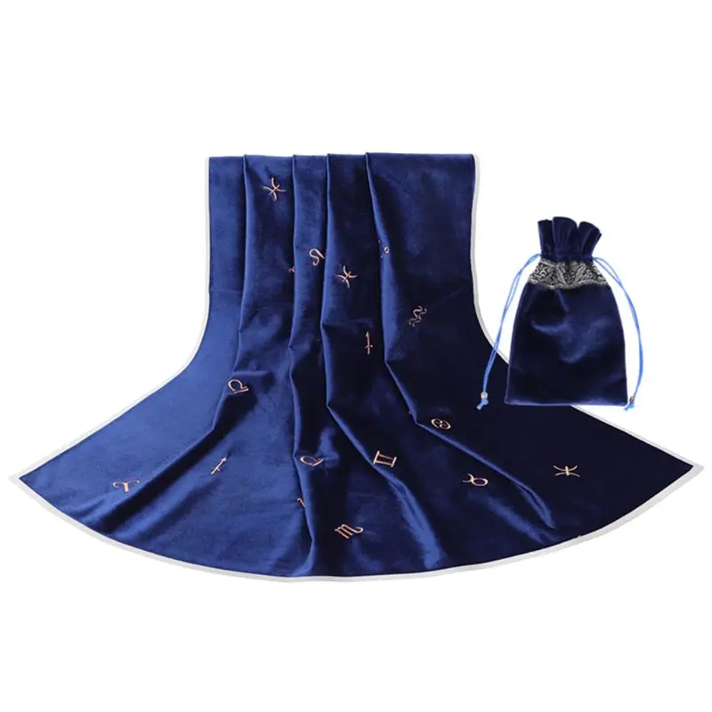 

Tarot Tablecloth with Bag Constellation Embroidered Velvet Altar Tarot Cloth