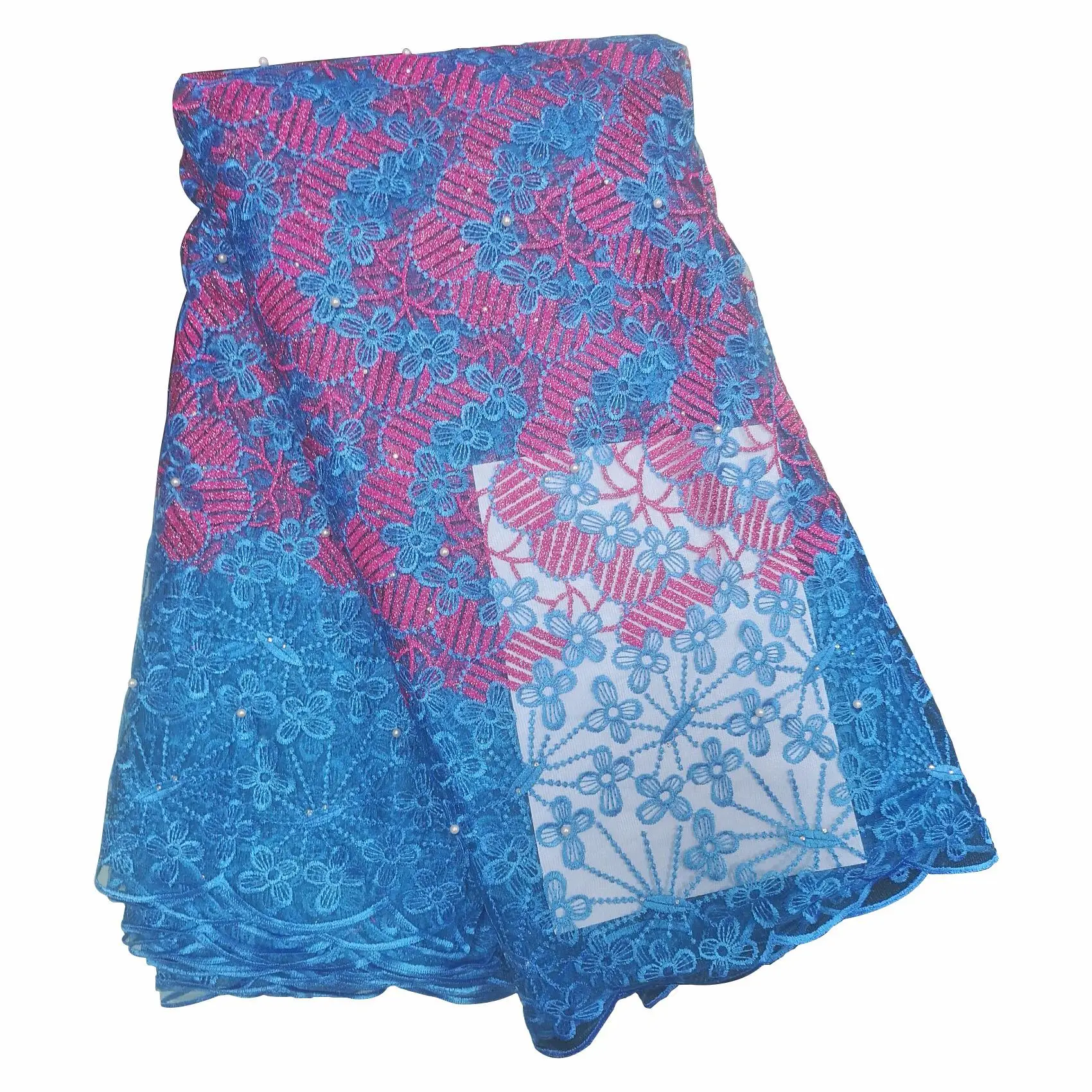 Новейшая розово-красная африканская кружевная ткань из бисера 2019 французская