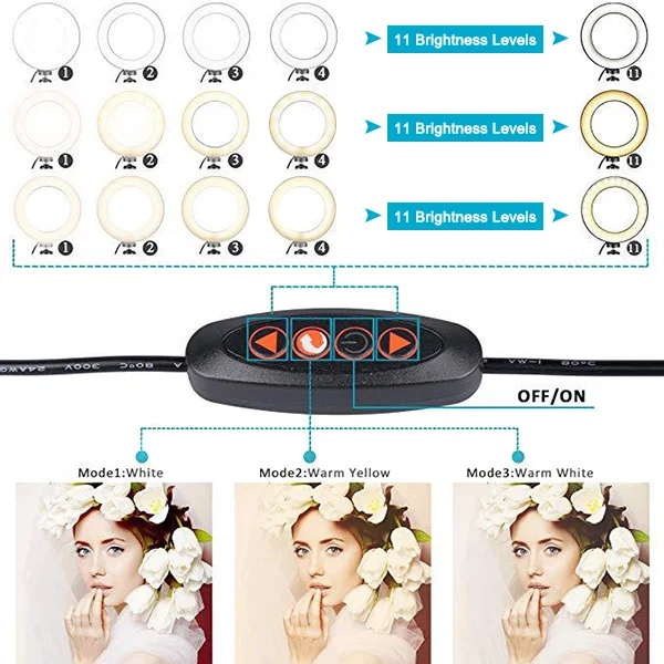 Светодиодный кольцевой светильник с регулируемой яркостью 5 7 дюйма держатель