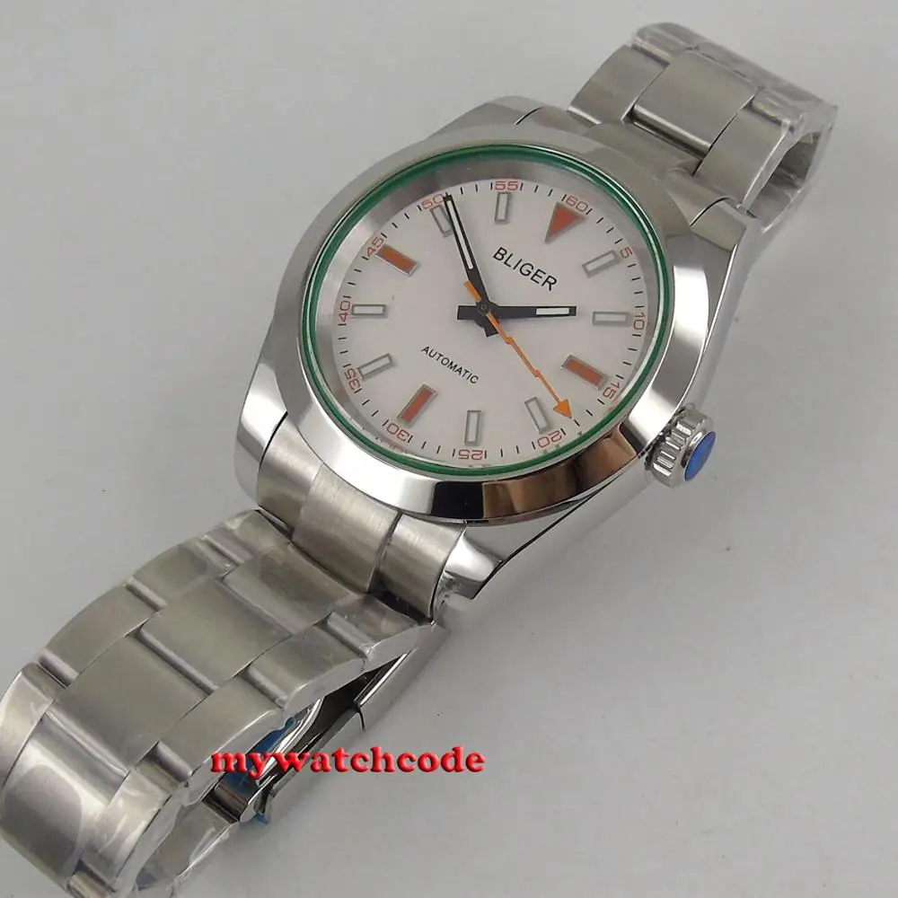 

40mm BLIGER white dial sapphire glass Japan MIYOTA 8215 Automatic movement 316L stainless steel band men's Watch