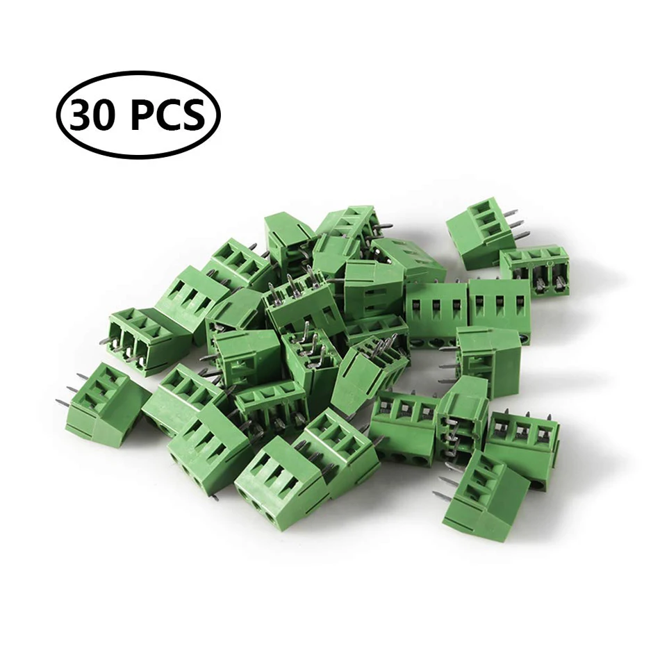 

30pcs 3P 5.00mm Pitch 3Pin PCB Mount Screw Terminal Block for Arduino Socket Strips Connector Assortment Kit