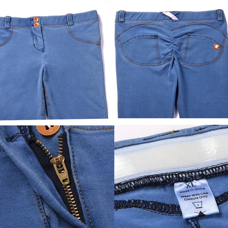 

Silicon Band Cotton Stretched Straight Female Pencil Trousers Knitted Jeans Fitness leggings Women Push Up Hip Low Rise