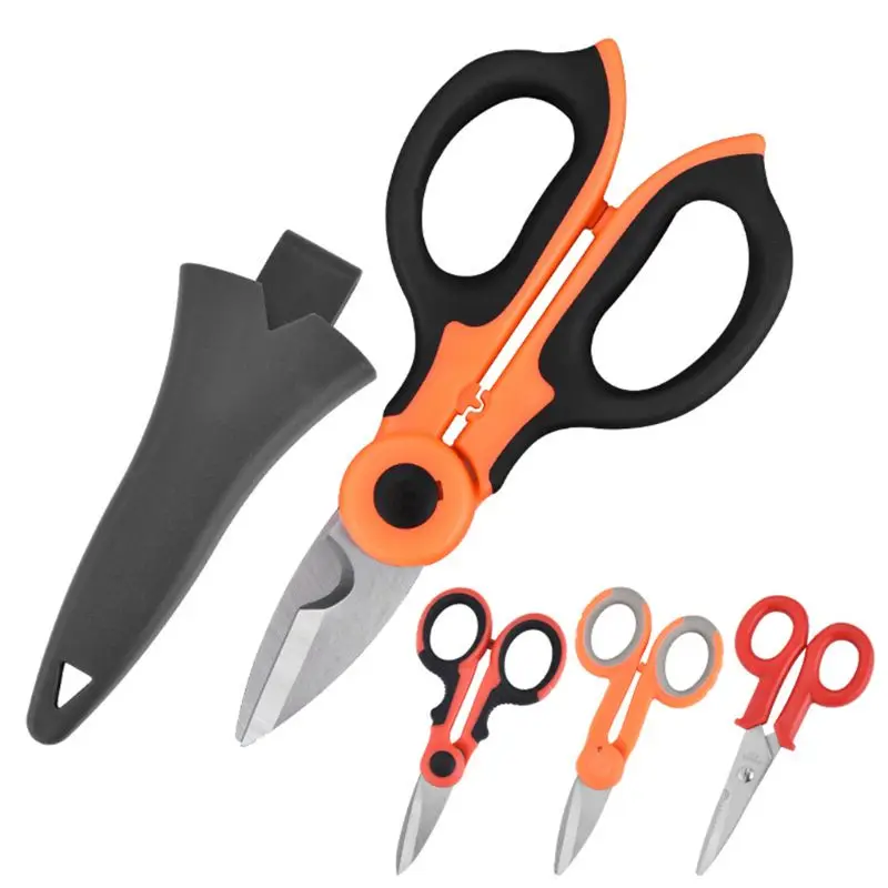 

2/1 High Carbon Steel Scissors Household Shears Tools Electrician Scissors Stripping Wire Cut Tools for Fabrics, Paper a.