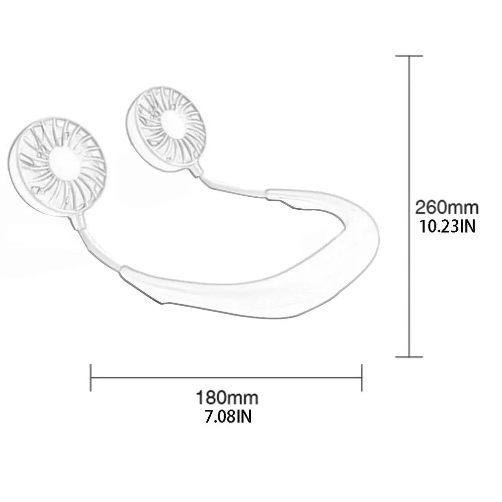 

1200 mAre USB Portable Fan Hands-free Neck Fan Hanging Charging Mini Portable USB Sports Fans 3 Gears