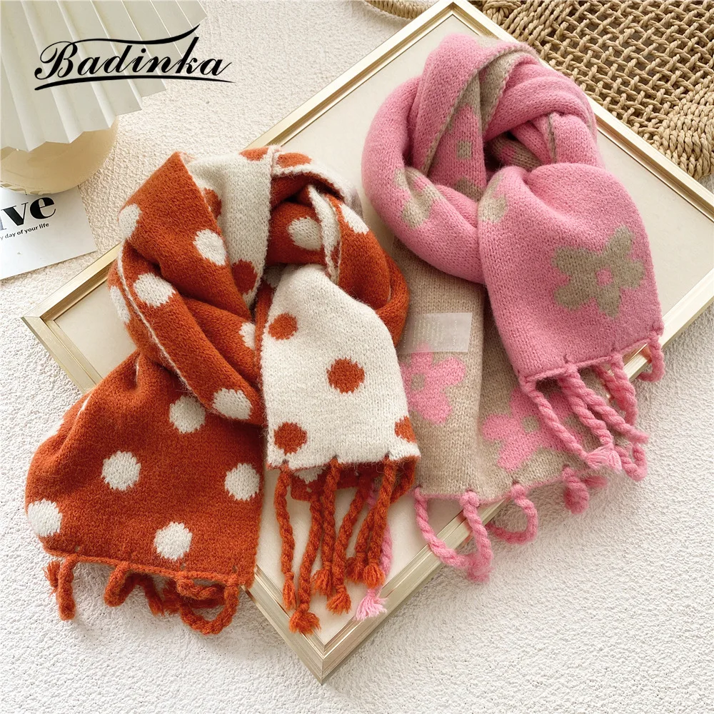 

Шарф-шаль женский зимний, большой, теплый, вязаный, гусиная лапка, 2021