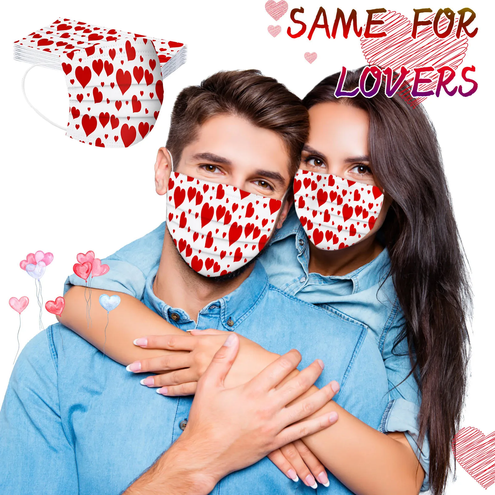 

Маски одноразовые для взрослых на День святого Валентина, маски для лица для пар, 3 слоя, с принтом в виде сердца, Новогоднее украшение, 10 шт.