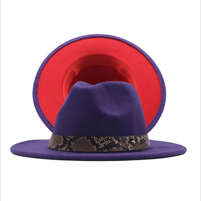 

Панама с красной нитью для мужчин и женщин, модная однотонная шерстяная фетровая Федора, шляпа с широкими полями, ковбойская Кепка, в стиле п...