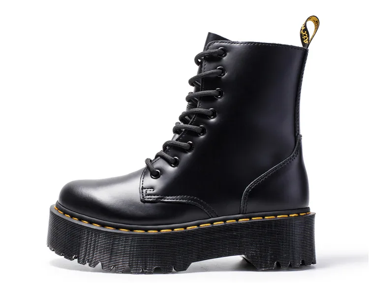 Size34-41 женские мотоциклетные ботинки на массивном каблуке; сезон осень; коллекция года; модные армейские ботинки с круглым носком на шнуровке; женская обувь