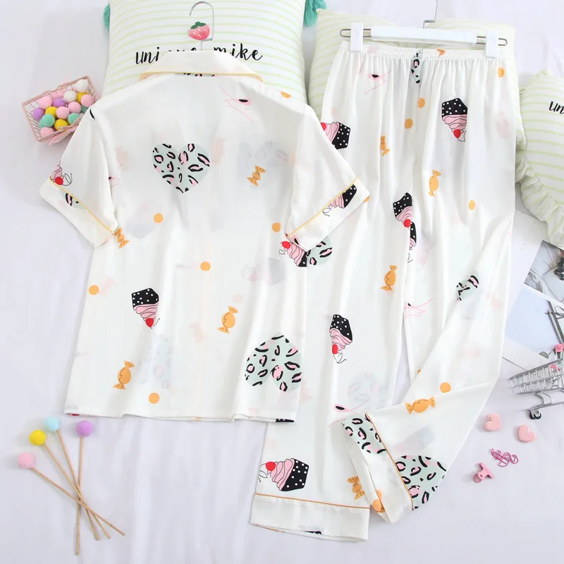 Пижама женская летняя из вискозы с коротким рукавом тонкая|Кофты для сна| |