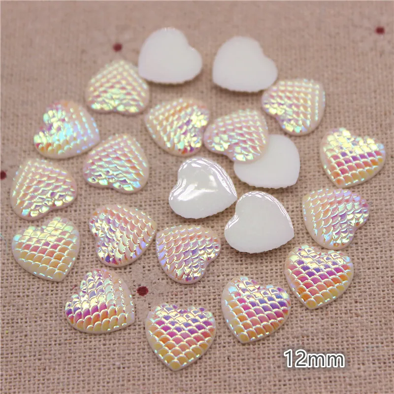 12 мм 100 шт. каучуковый камень белый AB каучуковая рыба весы сердце стразы с плоским