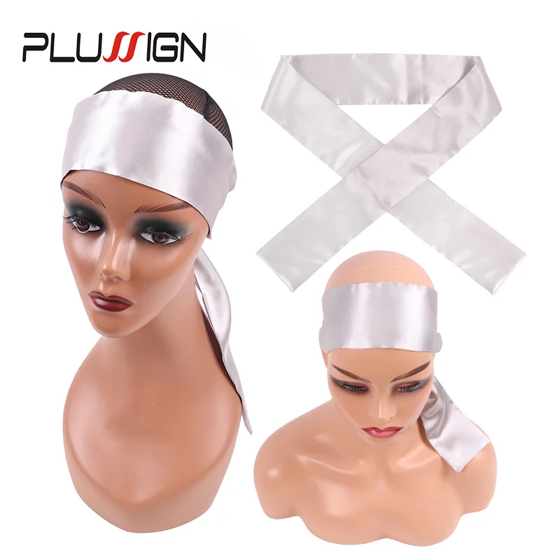 Plussign Satin Headband Edge Laying Wraps Black Gloden Pink Hair Wrap Strip For Edges Silk Wig Grip 6*100Cm Long 5Pcs/Lot