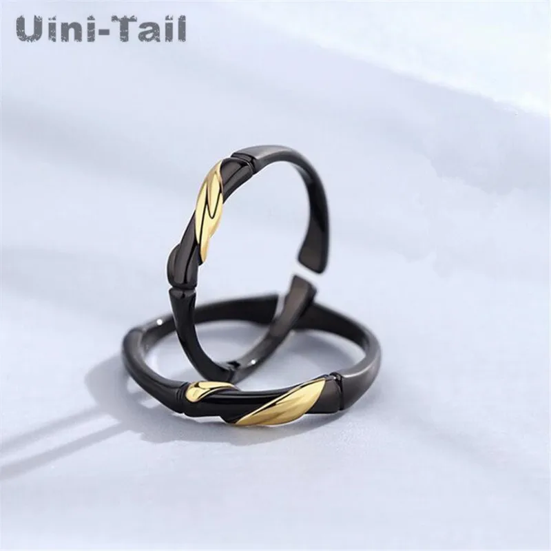 

Кольцо Uini-Tail, серебро 925 пробы, открытое, с черным бамбуком, ED563