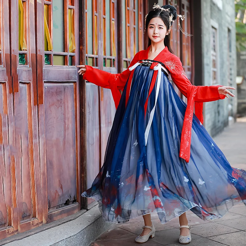 

New Hanfu Dress For Women Adult Chinese Style Summer Elegant Princess Dress Han/Tang/Song Dynasty Classical Folk Dancewear T432