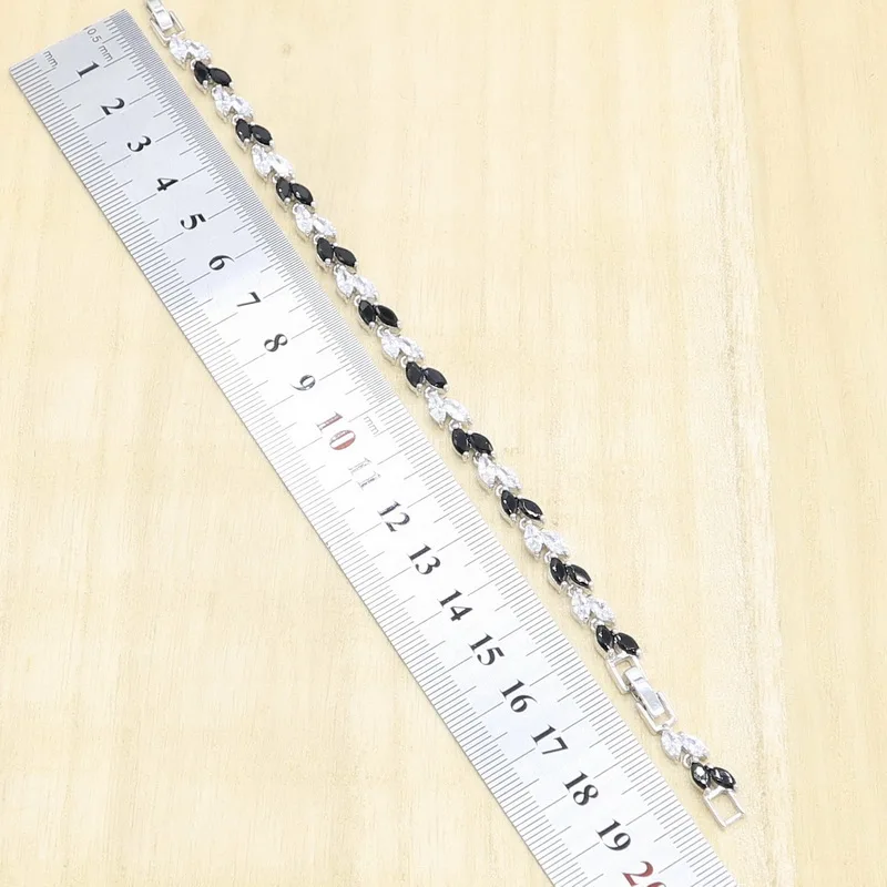 Черный белый циркониевый серебряный цвет Искусственный Свадебный браслет