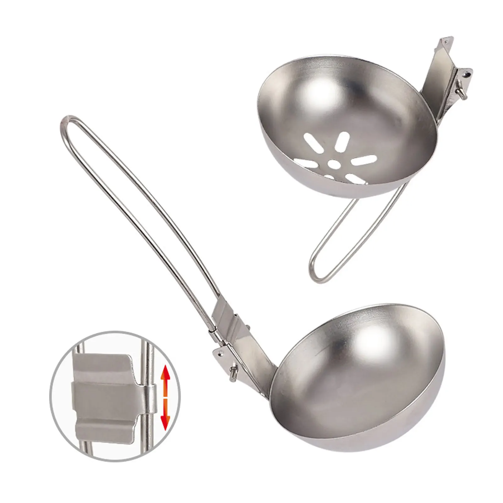 Outdoor Foldable Spoon Picnic Camping Stainless Steel Dinnerware Cooking Tableware Soup Ladle Slotted With Folding Handle | Спорт и