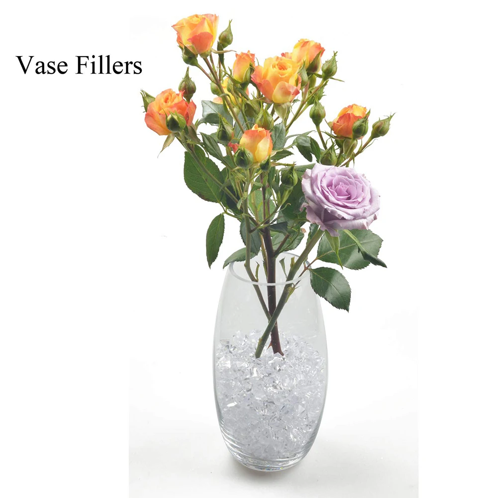 

100pcs Artificial Acrylic Vase Fillers Clear Fake Cubes Crushed Ice Rocks Ice Cubes for Home Party Wedding Decoration