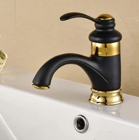 black oil rubbed gold color brass single hole deck mounted one handle bathroom vessel basin sink faucet mixer taps mnf803