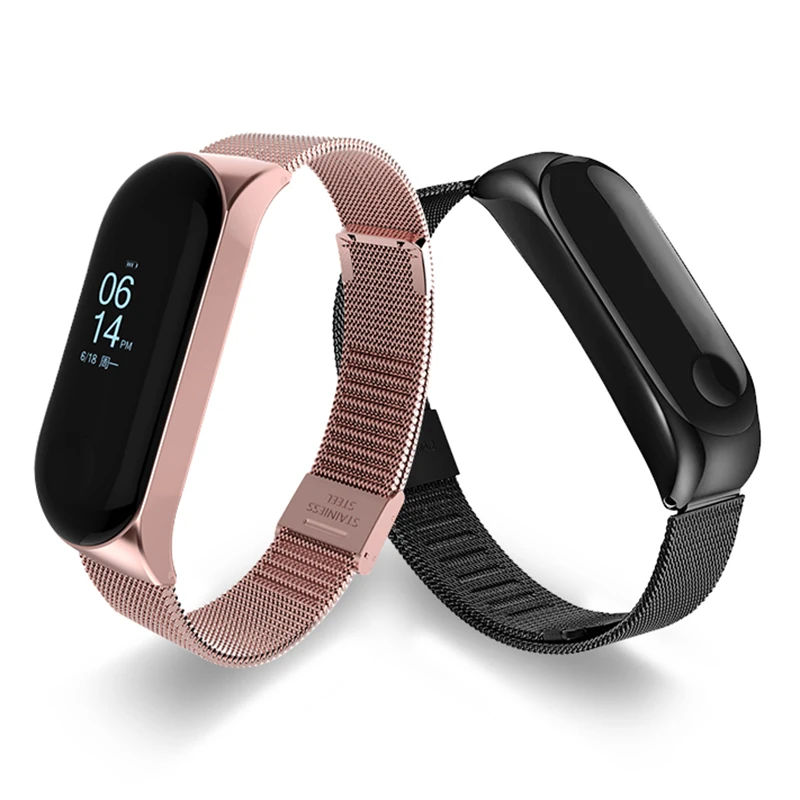 Умный браслет на запястье ремешок для Xiaomi mi 3 4 Band металлический из нержавеющей