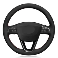 car steering wheel cover diy black suede for seat leon 5f mk3 2013 2019 ibiza 6j tarraco arona ateca alhambra 2016 2019