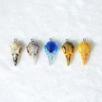 15pcs 3417mm glitter crow head charms flatback resin raven skull crafts pendants earrings keychain diy making accessories