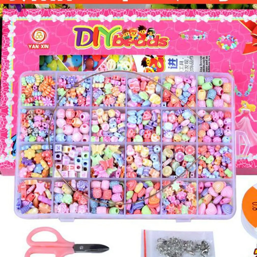 

24 Girds Girls DIY Toys Art Craft Educational Brinquedo Handmade Necklace Building Kit Make Up Intelligence Birthday Gift