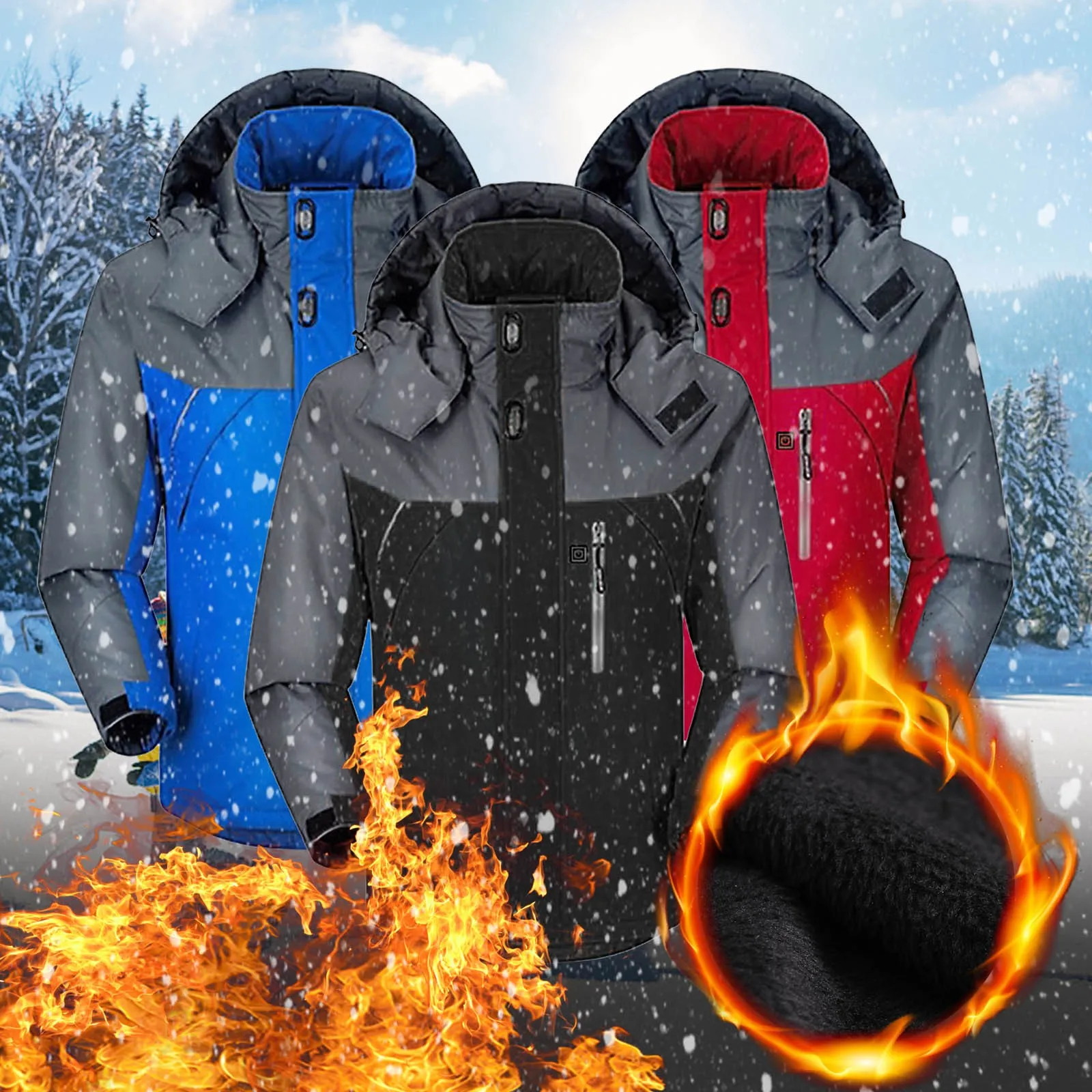 

Outdoor Heated Jacket Warm Jacket Heating Cycling Skiing And Fishing Charging Through The Heating Jacket куртка зимняя мужская