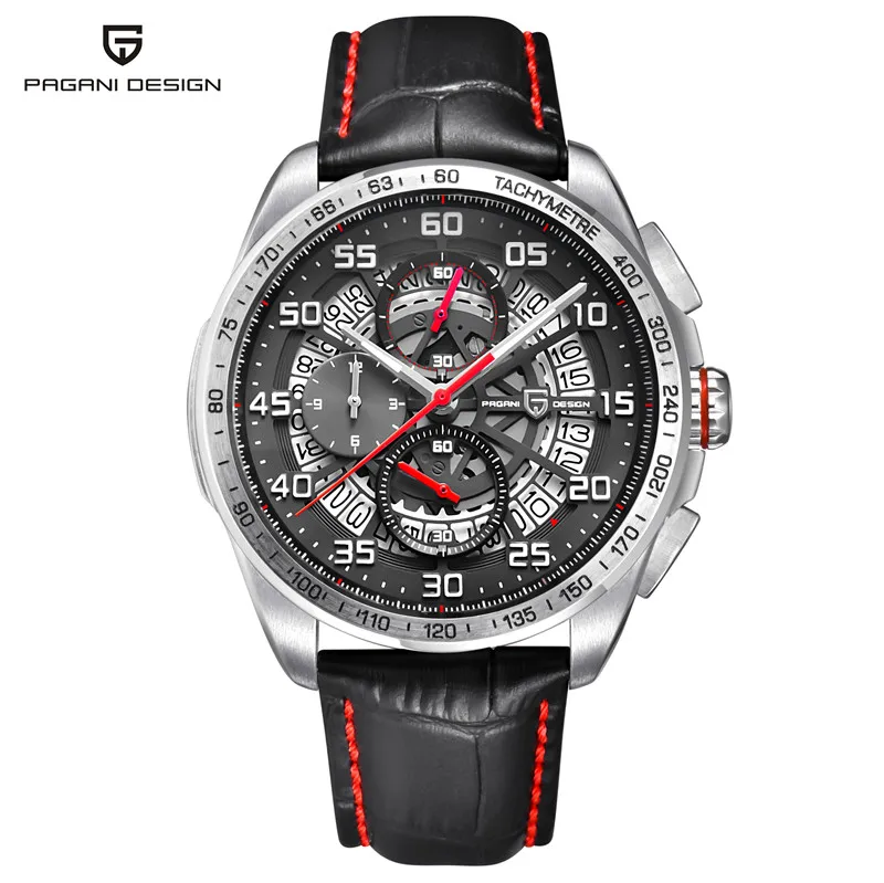 PAGANI Дизайн Топ люксовый бренд спортивный хронограф мужские часы Reloj Hombre водонепроницаемые кварцевые часы Relogios Masculino - Цвет: leather red