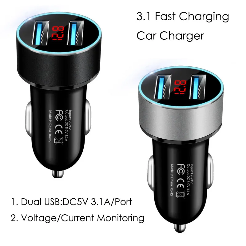 Автомобильное зарядное устройство с двумя USB портами 5 В 2 4 А|Зарядные устройства