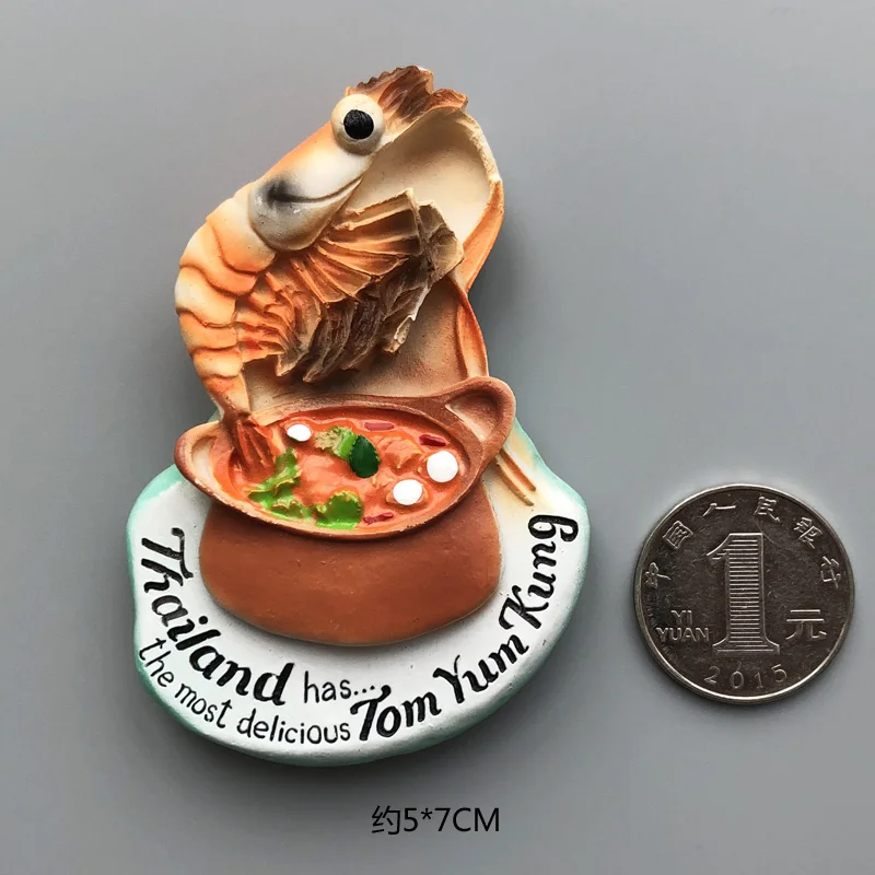 Tom Yum Kung Soup Магниты страны на холодильник, Франция, Корея, Япония, самуо, Таиланд, Мьянма, магнитный стикер на холодильник, сувенир для путешествий во всем мире, магнитный - Цвет: Tom Yum Kung Soup