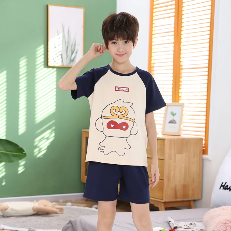 2020 летняя хлопковая детская пижама комплект с короткими рукавами и шортами
