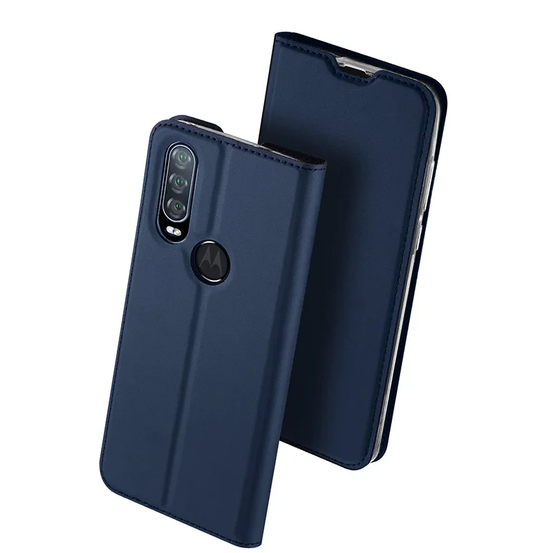 Флип-чехол для Moto One Action PU кожаный мягкий чехол для телефона защитный слот для карт держатель кошелек подставка чехол для мобильного телефона сумка - Цвет: Синий