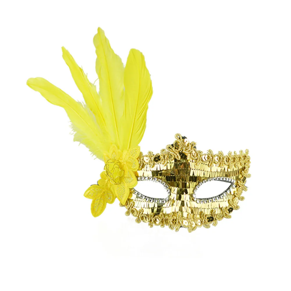 Маска на Хэллоуин сексуальная элегантная с перьями блестками маска для