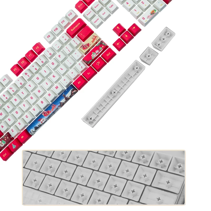 

Dye Sublimation-Christmas PBT Opaque Keycap Personality 108 Key Keycap Cross Keycap X Architecture Technology