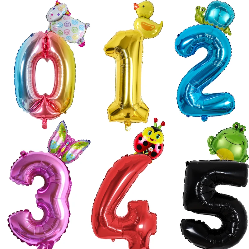 2 шт. 32 дюймов номер воздушный шарик из фольги в форме мини Лягушка улитка