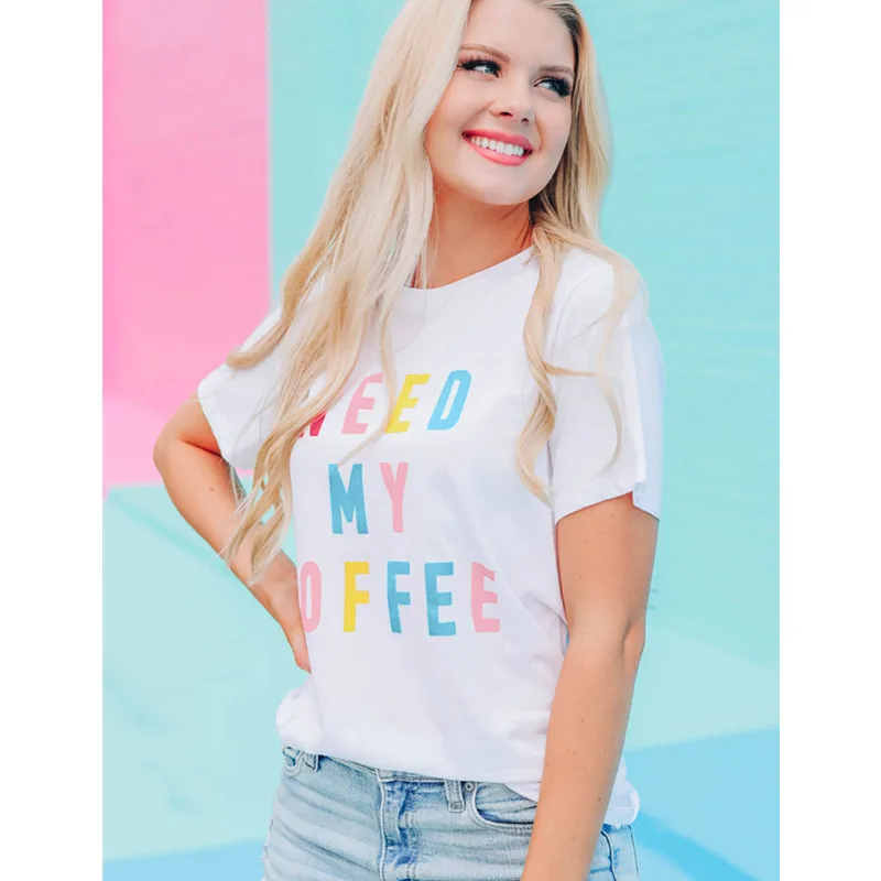 

Women clothes girls tops simple and cute letter printing casual all-match women's T-shirt brand comfortable cotton short sleeves