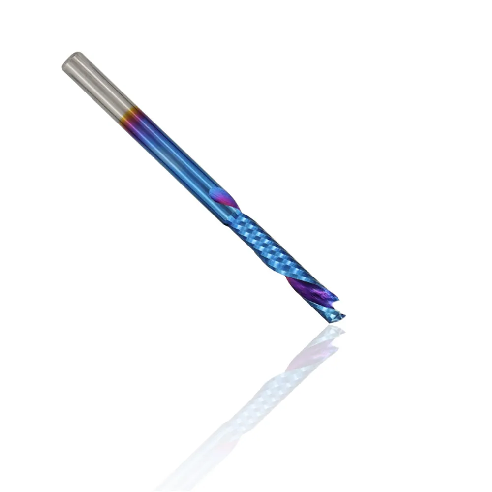 

3.175mm shank up down cutter single flute carbide end mill blue nano coated