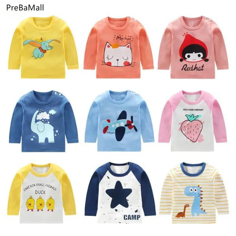 Одежда для маленьких мальчиков и девочек футболка на весну осень хлопковая с