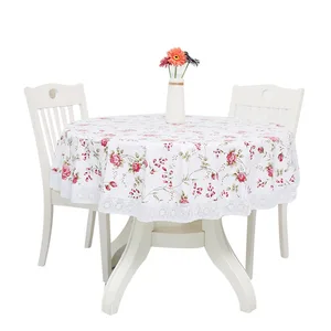 pvc lace round tablecloth flower printed table cover for event wedding party waterproof oilproof banquet table cover free global shipping