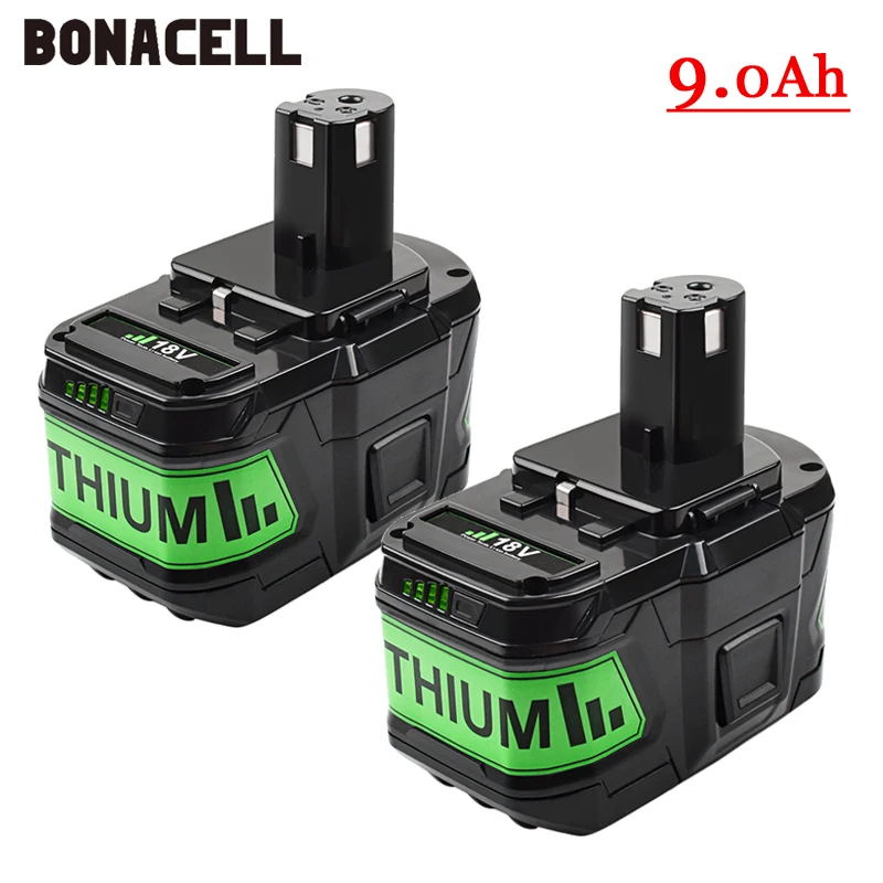 

P108 9.0Ah Replacement Battery Compatible with for Ryobi P102 P103 P104 P105 P107 P100 RB18L50 RB18L40 Crodless Power Tools